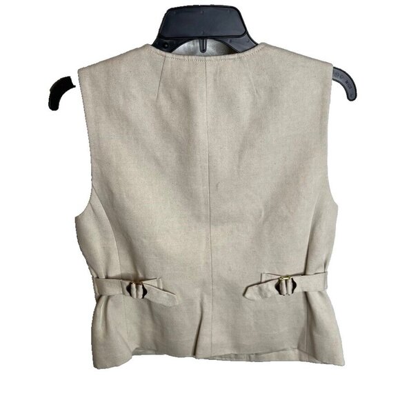 J.Crew Womens $158 Contrast Vest Linen Blend Dried Wheat Size 6 BZ872 - Picture 6 of 8